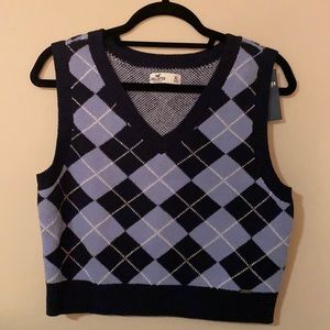 COPY - Hollister Argyle Sweater Vest Cropped BRAND NEW Sz XL